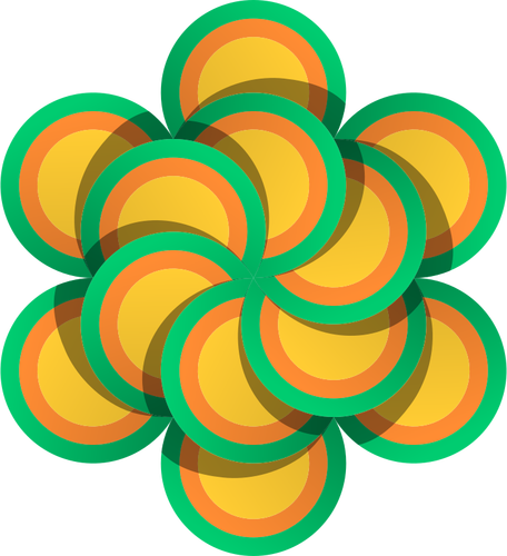 Disegno di vettore di fiore fatto di cerchi multicolori