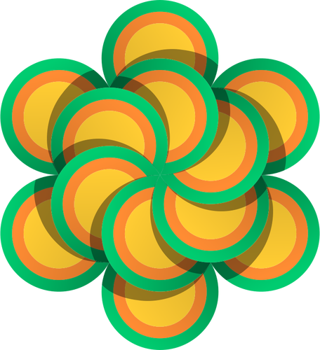 Vector drawing of flower made of multicolor circles