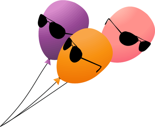 Tres globos volando con gafas de sol en una ilustración del vector de plomo