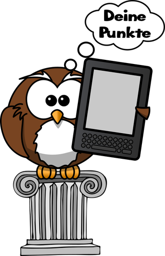 Seni klip vektor Owl memegang e-reader