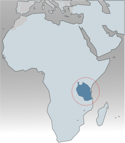 坦桑尼亚在非洲矢量图像地图上盘旋