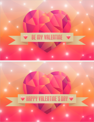 Imagine vectorială de culoare inimi Happy Valentine carduri