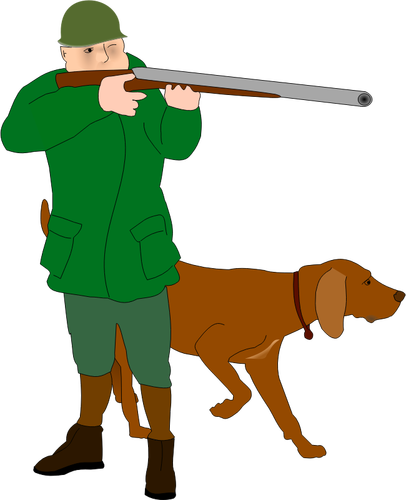 Hunter met geur hound dog vectorillustratie