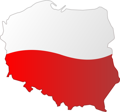 Mapa Polska s příznakem nad ním vektorový obrázek