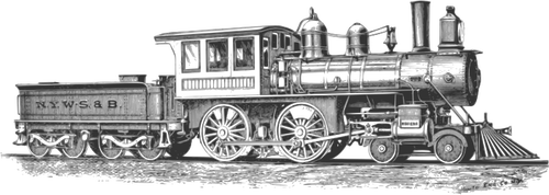 Vapore locomotiva dettagliato disegno vettoriale