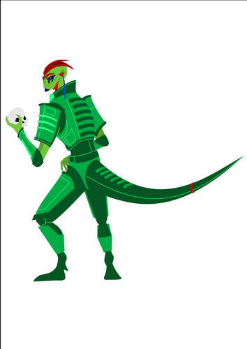 Främmande cartoon reptil karaktär vektor ClipArt