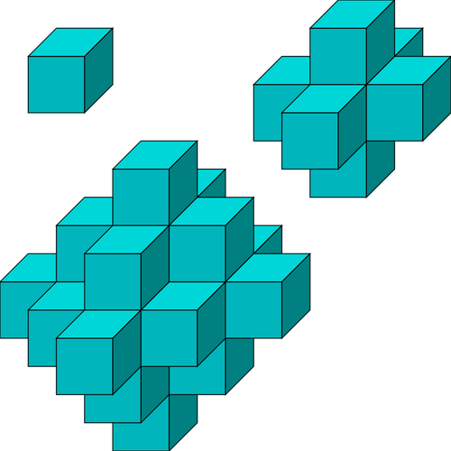 Clipart vectoriels de cubes turquoises légèrement asymétriques