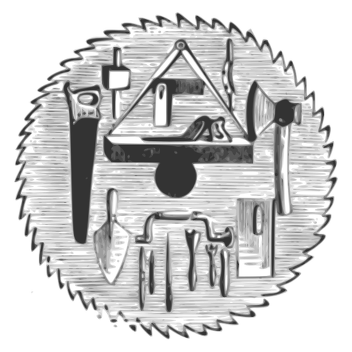 Vector image of circular saw with various hand-tools