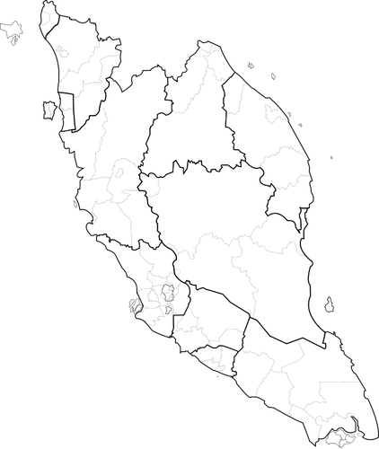प्रायद्वीपीय मलेशिया के रिक्त मानचित्र
