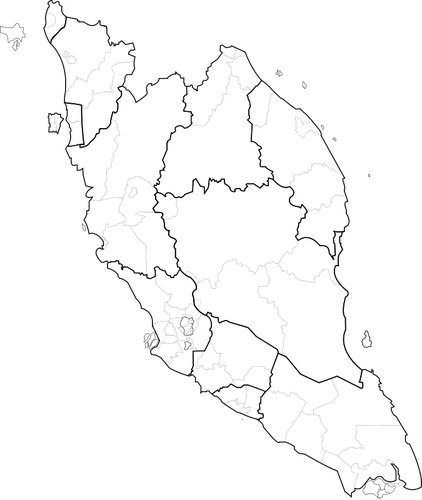 Mapa en blanco de Malasia peninsular