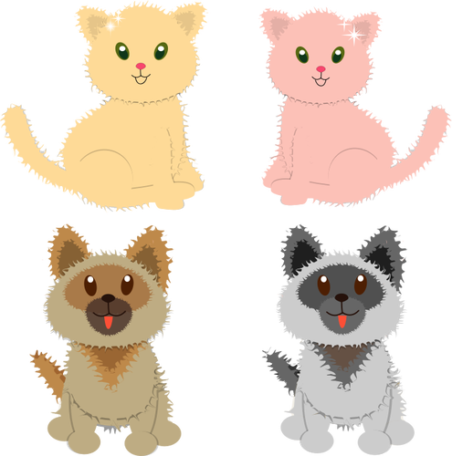 Image vectorielle de chiots et chatons