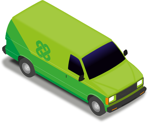 Mobil van pengiriman hijau