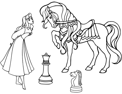 Chess with princess and horse