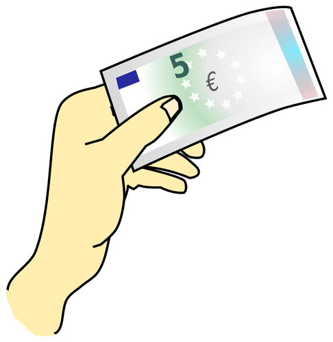 Tangan memegang 5 Euro