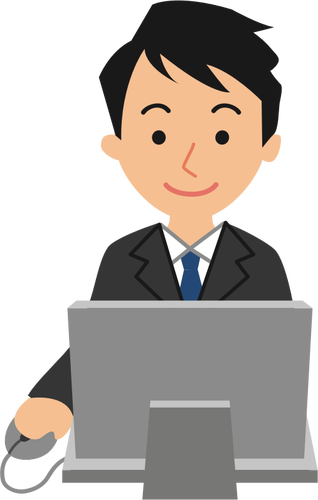 Male computer user vector drawing