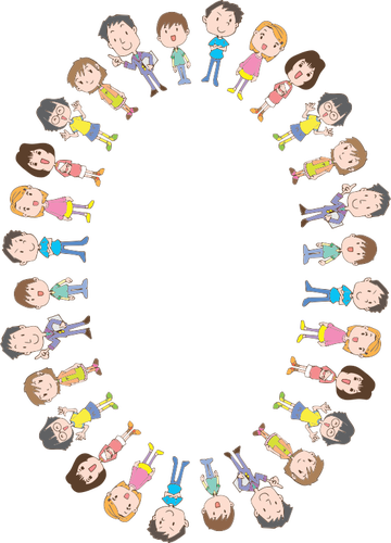 Oval frame with kids