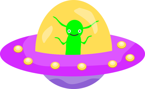 Létající talíř s mimozemšťan