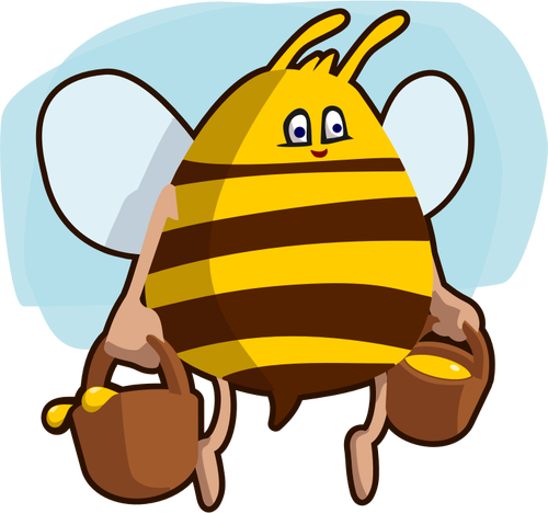 Cartoon bee nesoucí medu