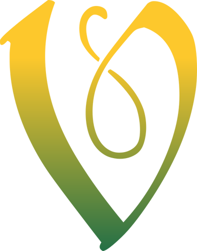V letter in green and yellow