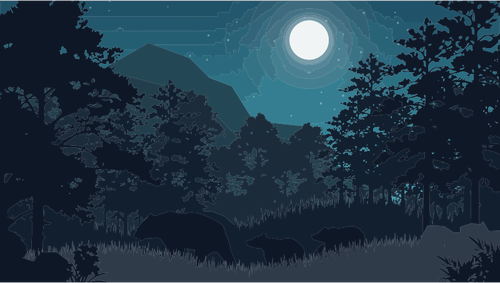 Ilustración de bosque de la noche digital