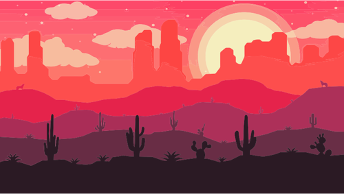 Zonsondergang in de woestijn