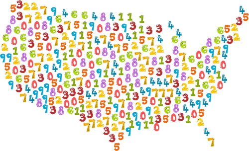 Карта США с числами