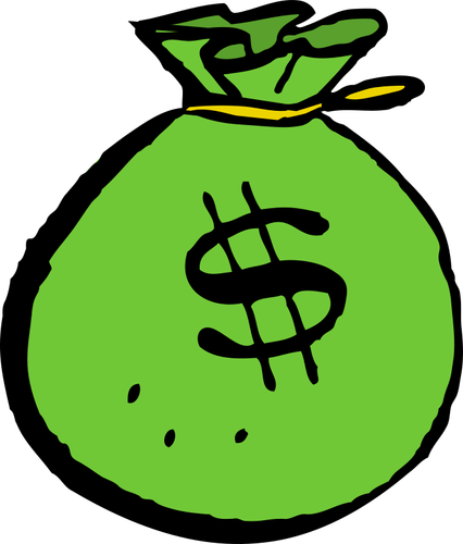 Зеленые деньги мешок мультяшном стиле