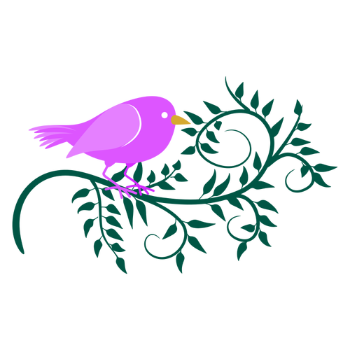 ציפור ורודה בענף