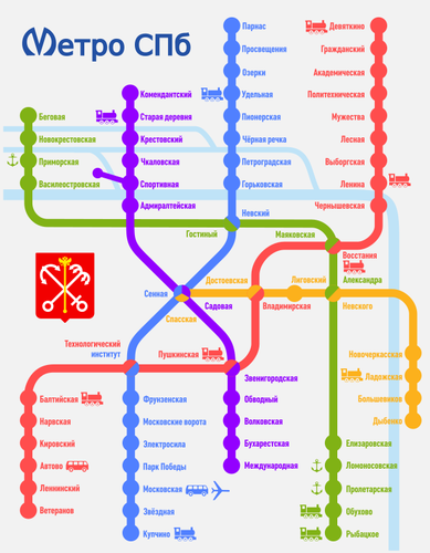 Saint Petersburg Metro demiryolu harita
