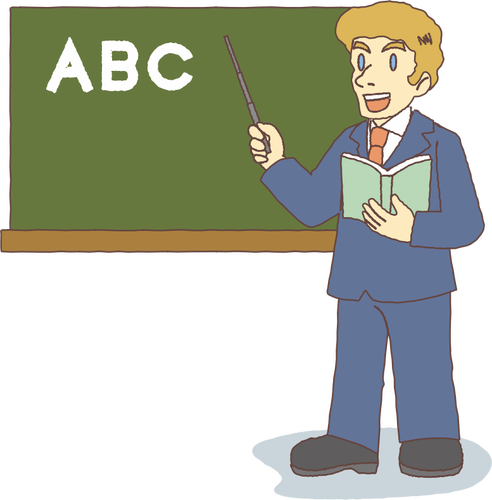 Erkek öğretmen öğretim alfabesi