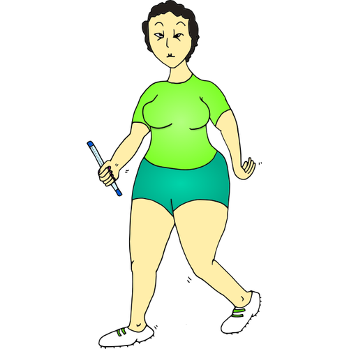 Female runner caricature