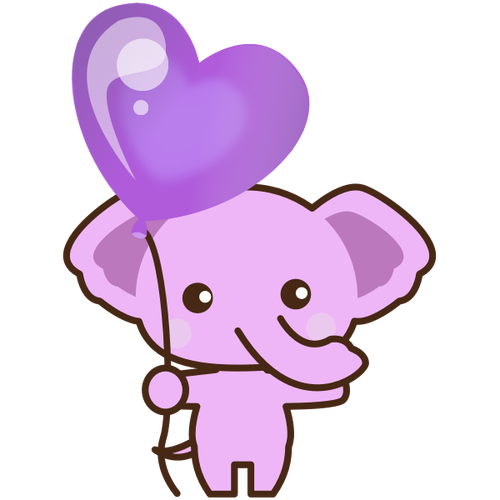 एक गुब्बारे के साथ प्यारा गुलाबी हाथी