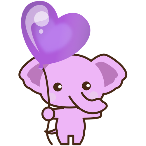 Cute pink elephant with a balloon