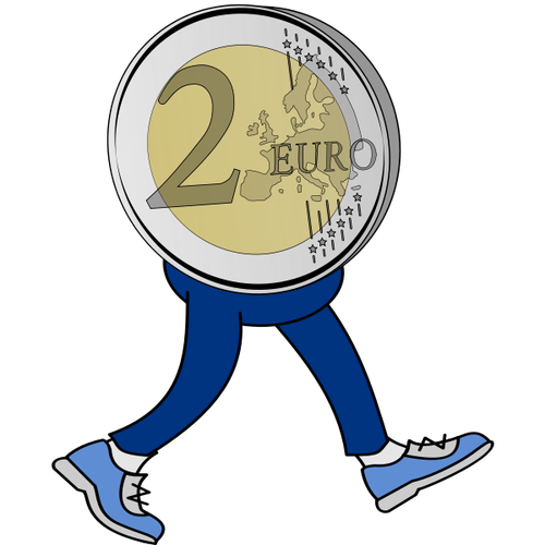 Moneda de 2 euros con patas
