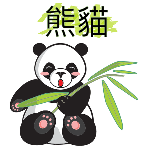 Panda dengan cabang Bambu