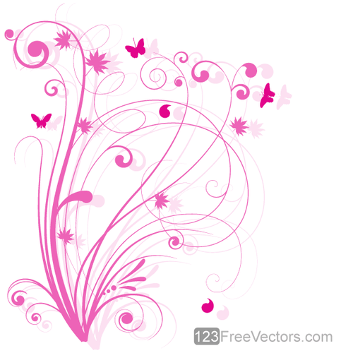 Pink floral design element