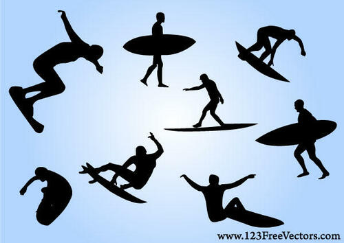 Silhouettes de surfeur