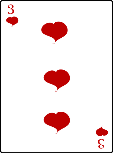 Tres de corazones naipe gráficos vectoriales