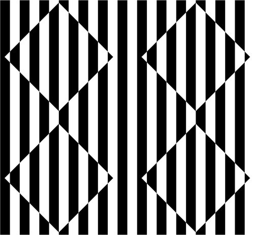 3D optical illusion with black and white stripes vector illustration