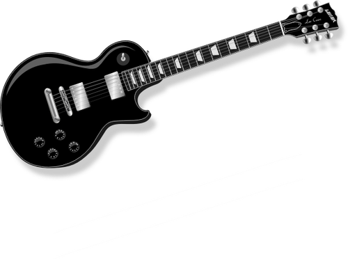 Black and silver electric guitar vector clip art