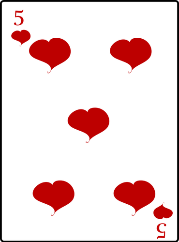 Lima dari hati bermain kartu vektor gambar