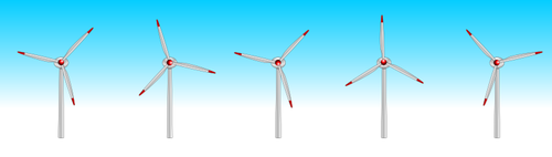 Fem vindkraftverk