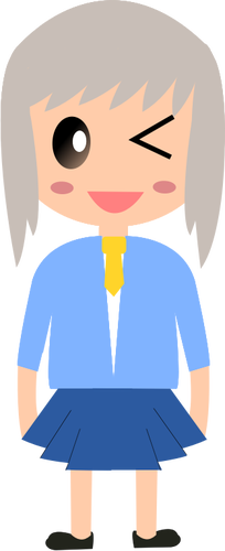 Cartoon meisje met grijze haren vector tekening