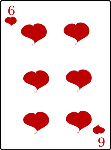 Sei di cuori carta da gioco