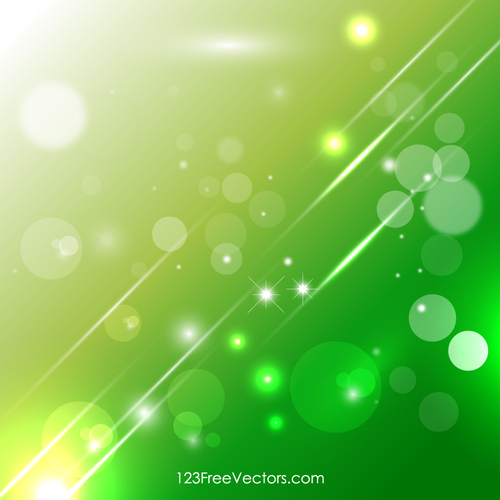 Fundo verde com luzes brilhantes