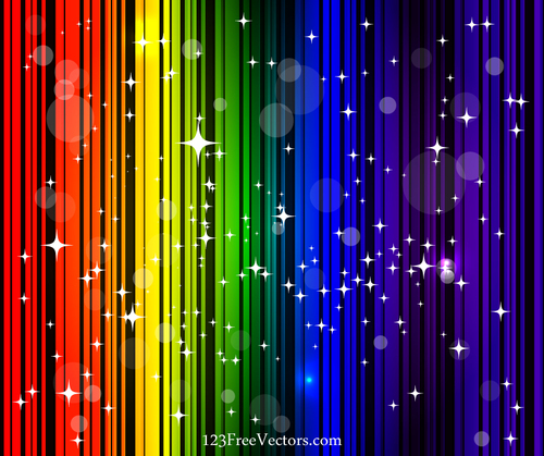 Arco iris fondo con estrellas brillantes