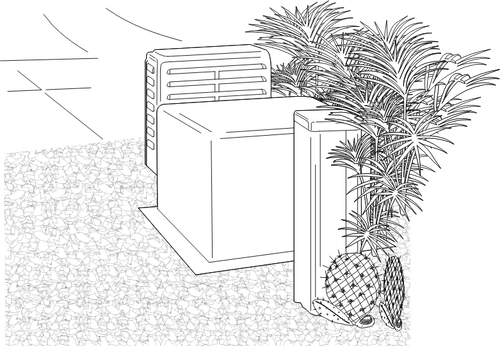 Vector de la imagen de las plantas en el exterior del edificio