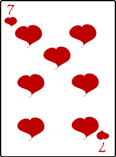 Zeven van harten speelkaart vector graphics