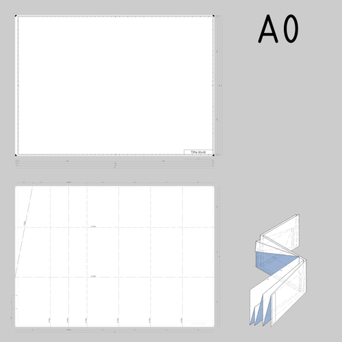 A0-kokoiset tekniset piirustukset paperi malli vektori kuva