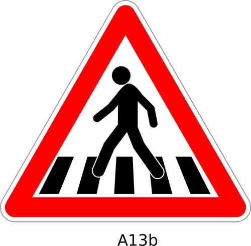 Verkeersbord waarschuwing voetgangersoversteekplaats vector tekening